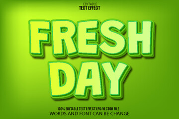 Fresh Day Editable Text Effect 3D Cartoon Style