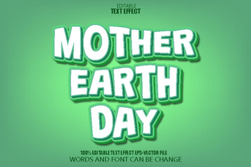 Fototapeta na wymiar Mother Earth Day Editable Text 3D Cartoon Style