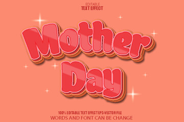 Mother Day Editable Text Effect 3D Cartoon Style