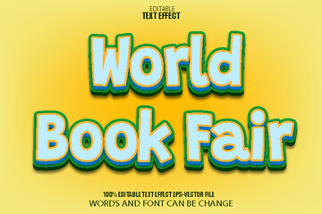 World Book Fair Editable Text Effect 3D Cartoon Style