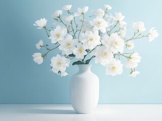 flores y florero blanco