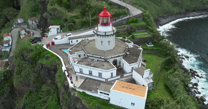 Arnel lighthouse aerial Sao Miguel Azores