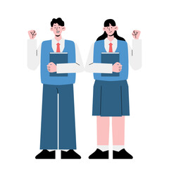 Asian students, high school students, junior high school students illustration