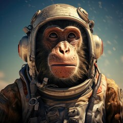 Monkey in space suit in space