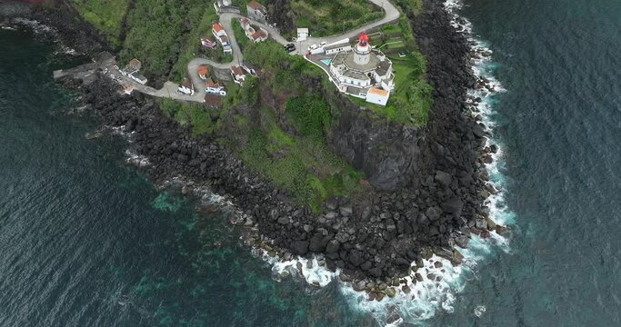 Arnel lighthouse aerial Sao Miguel Azores