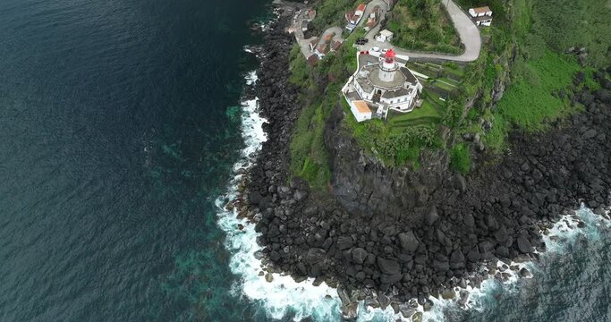 Arnel lighthouse aerial Sao Miguel Azores