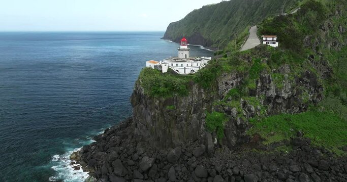 Arnel lighthouse aerial Sao Miguel Azores
