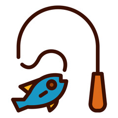 Fishing filled outline icon