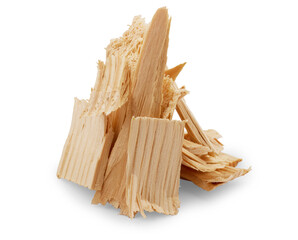 Pine shavings close-up, light wood shavings beautifully on the whole screen.