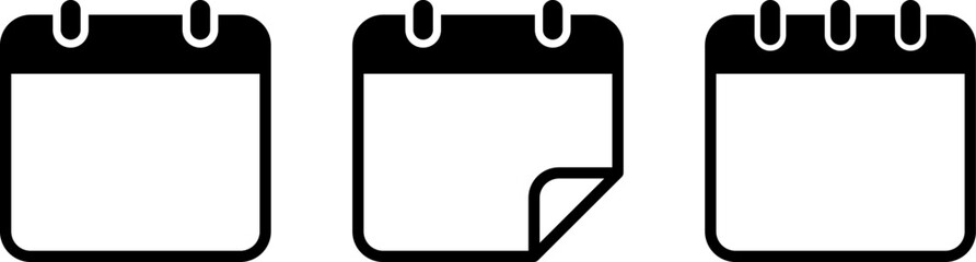 Set of flat icons of empty tear-off sheet pages as reminder of event