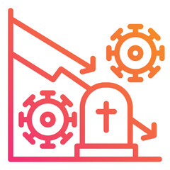 Dead people from covid statistic Chart gradient icon