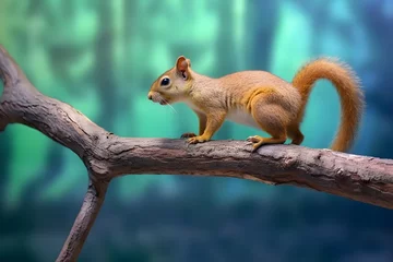 Schilderijen op glas a squirrel on a tree branch © Angah