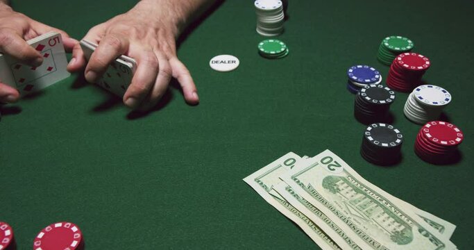 Shuffling and Dealing Poker Cards in a casino