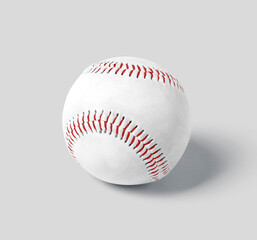 Crafted Elegance: White Baseball Cap with Strong Stitching and Red Thread on Grey Background