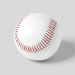 Crafted Elegance: White Baseball Cap with Strong Stitching and Red Thread on Grey Background