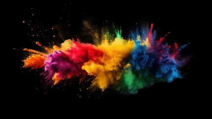 A bright and dynamic explosion of colored powder in the air. An explosion of color and energy. Generative AI