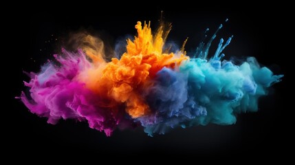 Fototapeta premium A bright and dynamic explosion of colored powder in the air. An explosion of color and energy. Generative AI
