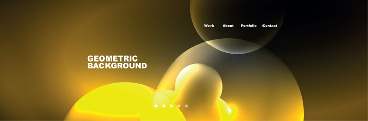 Shiny neon circles and bubbles, dark abstract background with blurred magic neon light, wallpaper design
