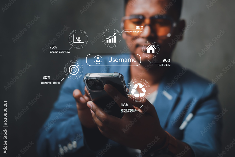 Poster high technology security protection concept. two-step verification, login, encrypted account identit