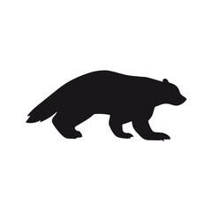 Black and white greyscale badger animal beast cutout lines. Nordic forest animal carnivore