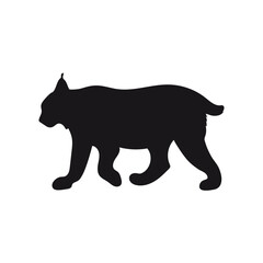 Black and white greyscale lynx bob cat animal beast cutout lines. Nordic forest animal carnivore