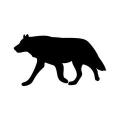 Black and white greyscale wolf canine animal beast cutout lines. Nordic forest animal carnivore