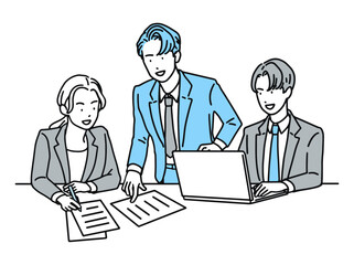 チームで会議をするビジネスマン