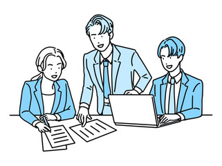 チームで会議をするビジネスマン