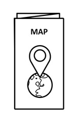 Map icon pointer simple illustation design. Flat graphic pointer pin for direction for location like street, route or location. Tag for mobile or navigation. White icon on map leaflet.