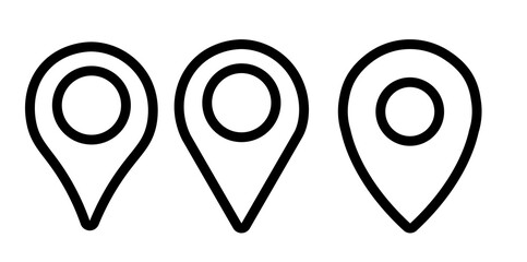 Map icon pointer simple illustation design. Flat graphic pointer pin for direction for location like street, route or location. Tag for mobile or navigation. Full black inside isolated on white