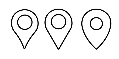 Map icon pointer simple illustation design. Flat graphic pointer pin for direction for location like street, route or location. Tag for mobile or navigation. Full black inside isolated on white