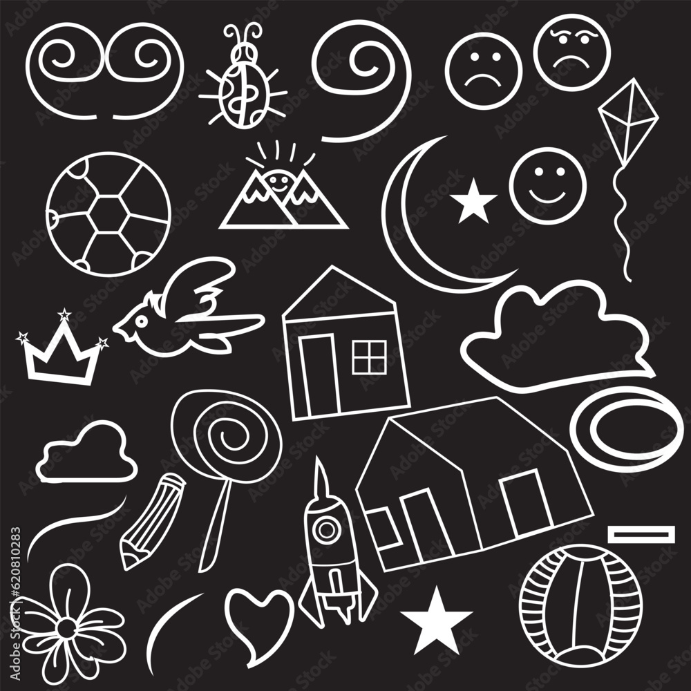 Poster fun line doodle seamless pattern. creative minimalist style art background for children or trendy de