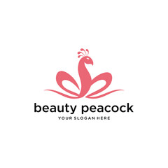 Beauty Pink Peacock Creative Logo Design Vector
