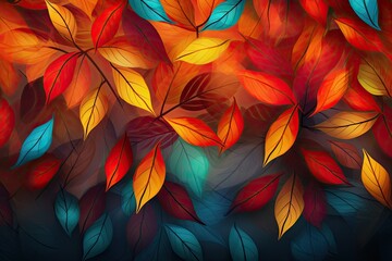 shiny autmun leaves background created using generative AI tools
