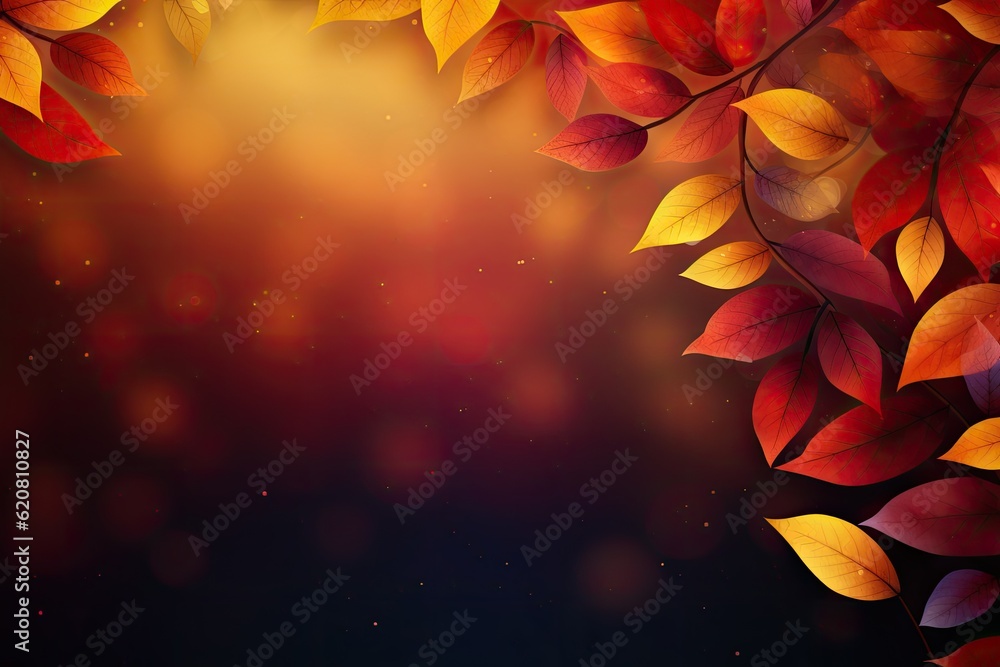 Wall mural shiny autmun leaves background created using generative ai tools