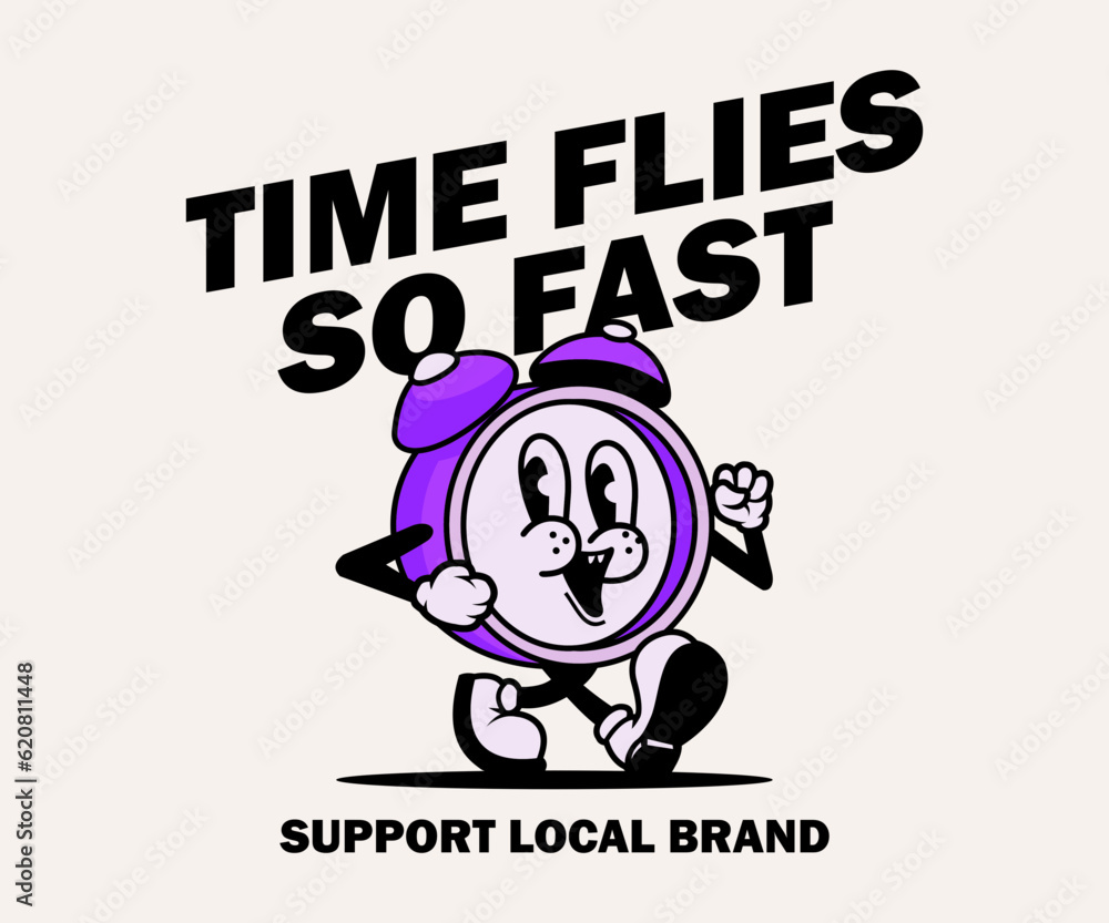 Sticker cartoon character of time graphic design for t shirt street wear and urban style