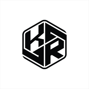 recommend clip art: KR Logo monogram hexagon shape with ornament abstract isolated outline design template