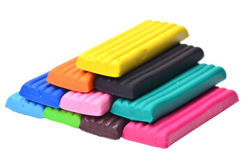 Stack of colorful plasticine isolated