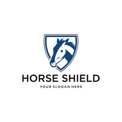 Horse Shield Creative Logo Design Vector