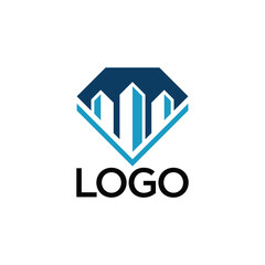 building logo with abstract and diamond graphic design concept for real estate