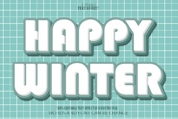 Happy Winter Editable Text Effect 3D Cartoon Style