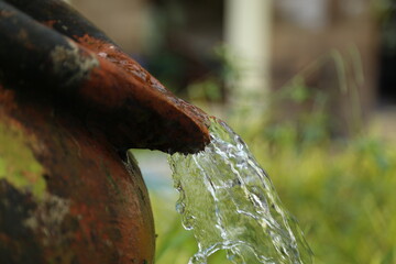 water flowing from a fountain