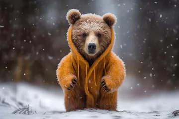 Foto op Aluminium a bear wearing a raincoat © Angah