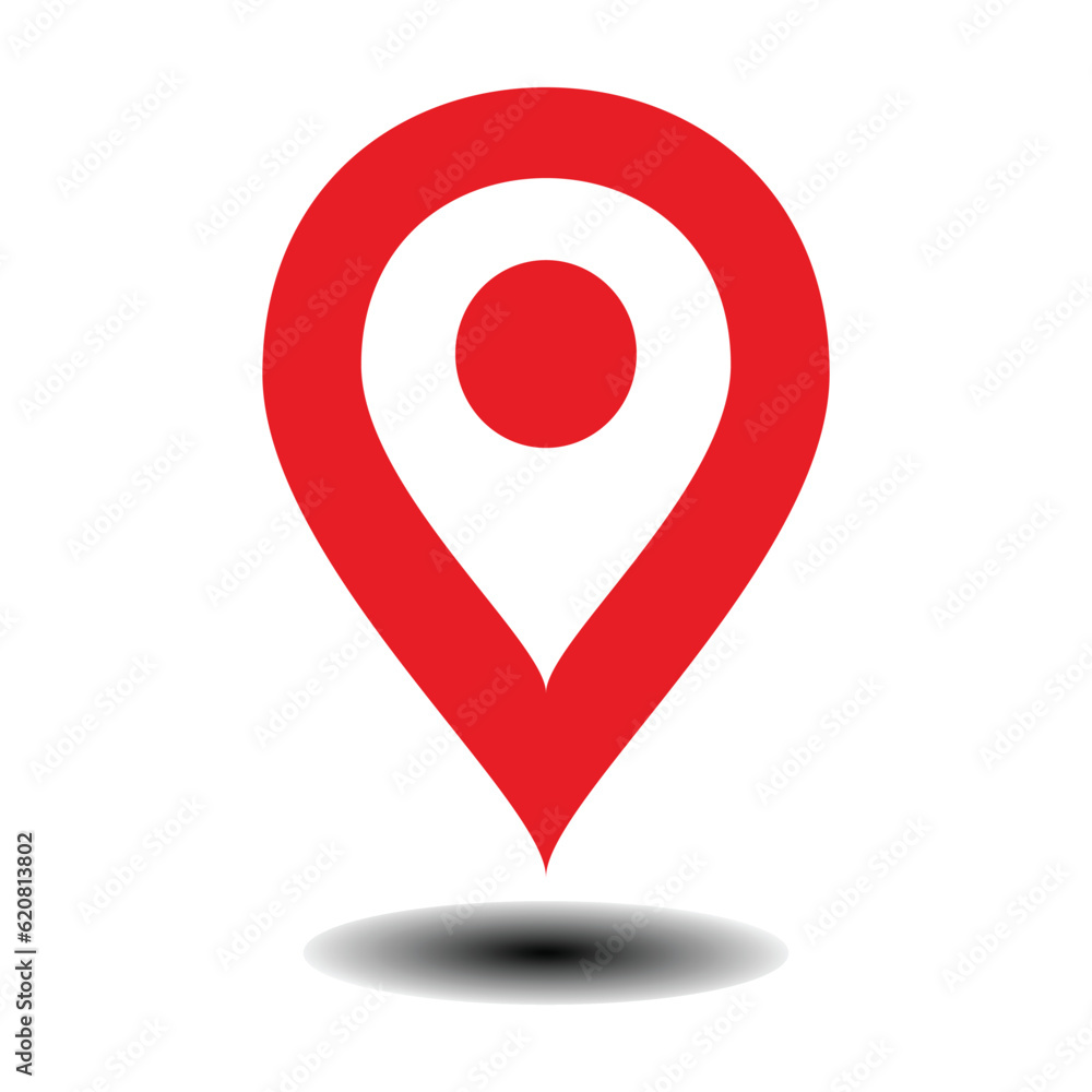 Poster red map pin icon on white background. vector illustration. location pin icon on simple maps or gps i