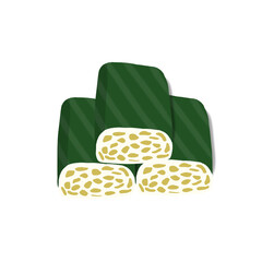 Illustration of typical Indonesian food Tempe, fermented soybean food