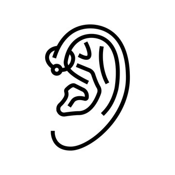 forward helix piercing earring line icon vector. forward helix piercing earring sign. isolated contour symbol black illustration