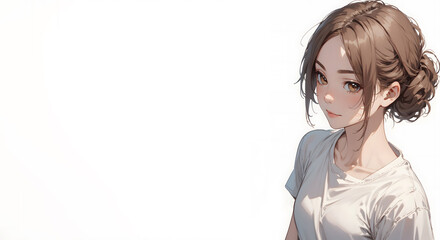 まとめ髪の女性のイラスト