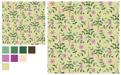 Seamless Flower pattern Vector Image. Fashion Illustration -Illustrator CC