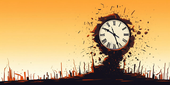 Surreal Clock Depicting Time With Ad Space Art Generative AI