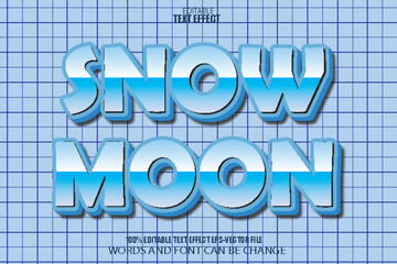 Snow Moon Editable Text Effect 3D Flat Gradient Style